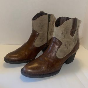 BORN Leather Ankle Boots / Booties Side Zipper - 9